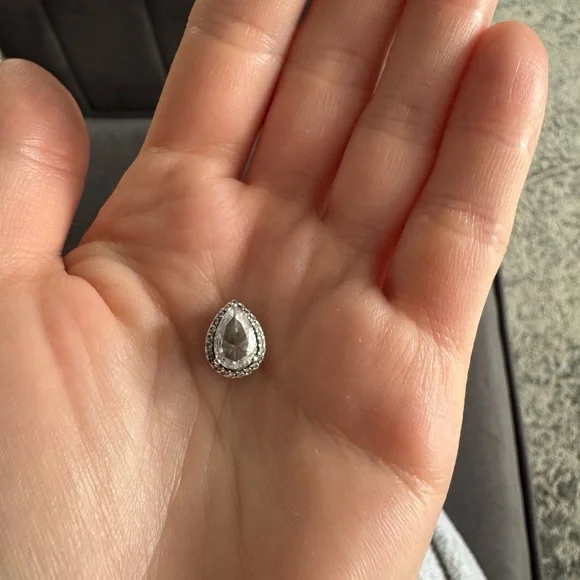 Elegant Silver Teardrop Pandora Charm - Picture 4 of 6